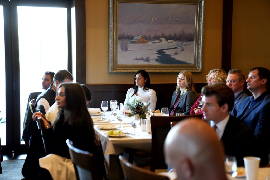 Chamber members attending a brunch networking and awards event.