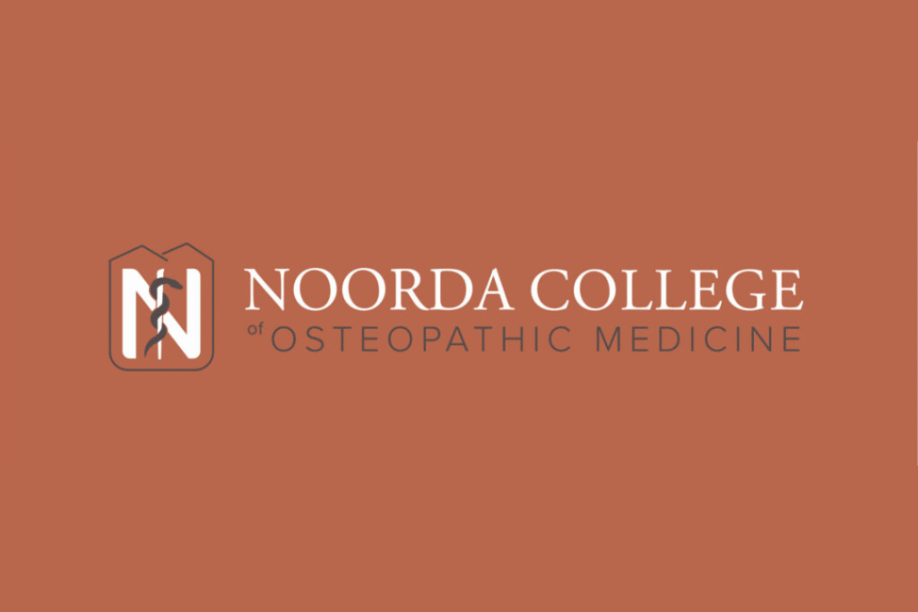Noorda College of Osteopathic Medicine logo on terracotta background