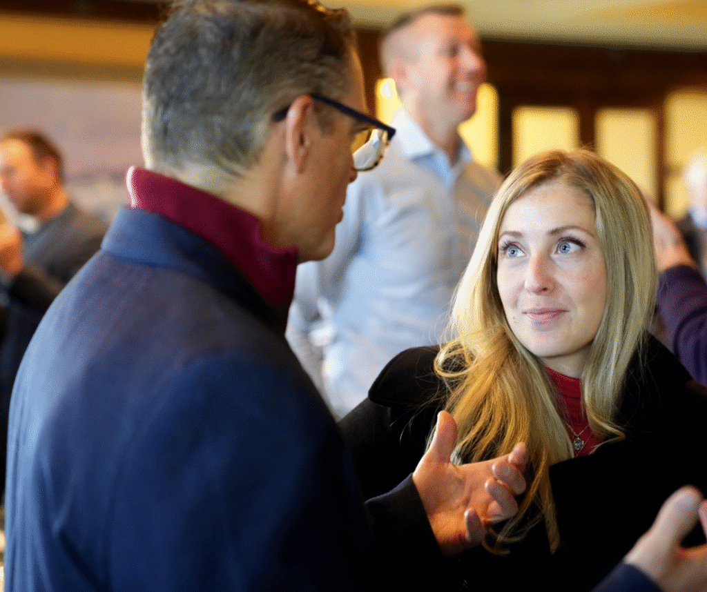 Talking with people at Utah Valley Chamber of Commerce events